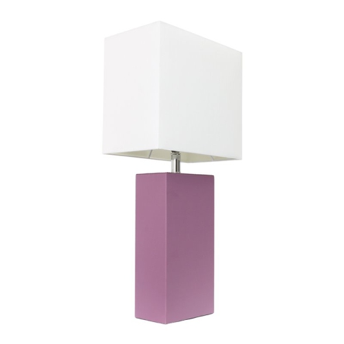 Elegant Designs Leather Table Lamp in Purple with White Shade
