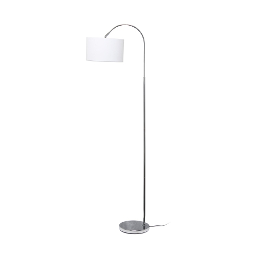 Arched Brushed Nickel Floor Lamp, White Shade