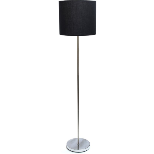 Image 1 of 3.. Simple Designs Metal Floor Lamp w/ Foot Switch in Nickel with White Shade