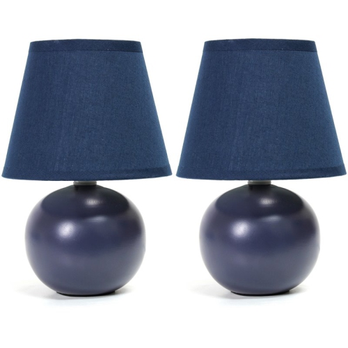 ALL THE RAGES CANADA Simple Designs Ceramic Globe Table Lamp 2 Pack In Blue
