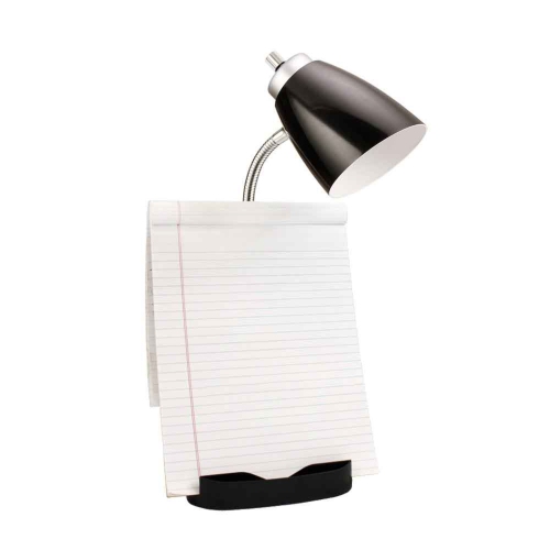 Gooseneck Organizer Desk Lamp with iPad Tablet Stand Book Holder and USB port - Black