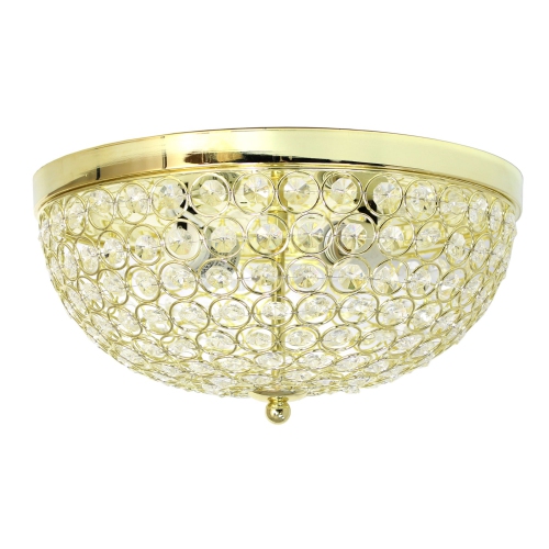 ELEGANT DESIGNS  Fm1000-Gld 2 Lightelipse Crystal Flush Mount Ceiling Light, Gold