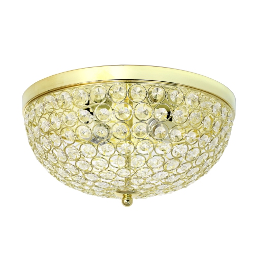 Home Plafonnier décoratif à 2 ampoules Elipse Crystal, doré