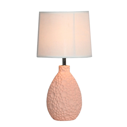 SIMPLE DESIGNS Pink Texturized Ceramic Oval Table Lamp