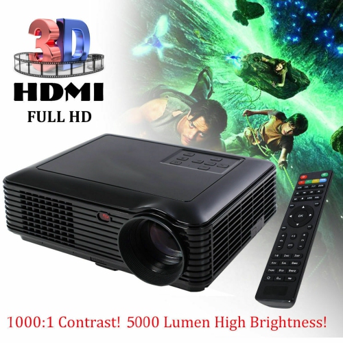Costway HD 1080P Home Theater Projector - 3D LED Portable with 5000 Lumens - Black