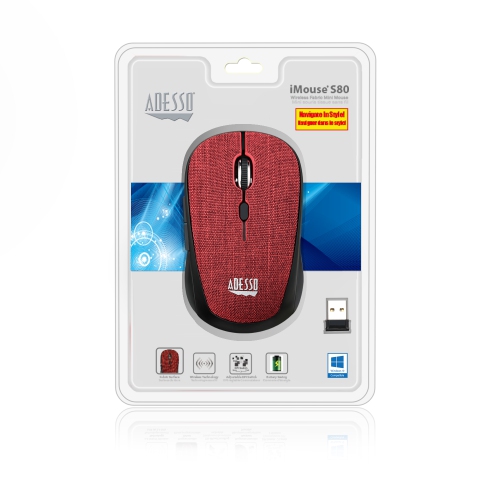 Adesso Technology Wireless Optical Mouse - Red