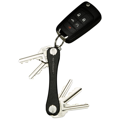KeySmart Leather Compact Key Holder - Black