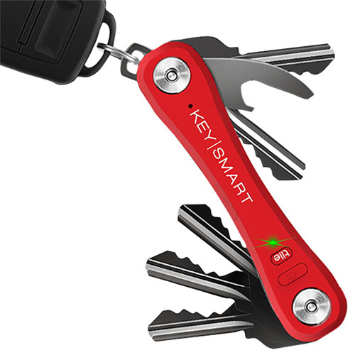 KeySmart Pro Compact Key Holder with Tile Smart Location - Red