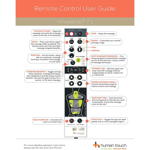 Fauteuil massage intégral inclinable/pivotant 7.1 po de Human Touch - os