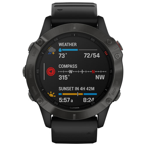 Garmin fenix 6 Sapphire 47mm Multisport GPS Watch with Heart Rate Monitor - Carbon Grey/Black