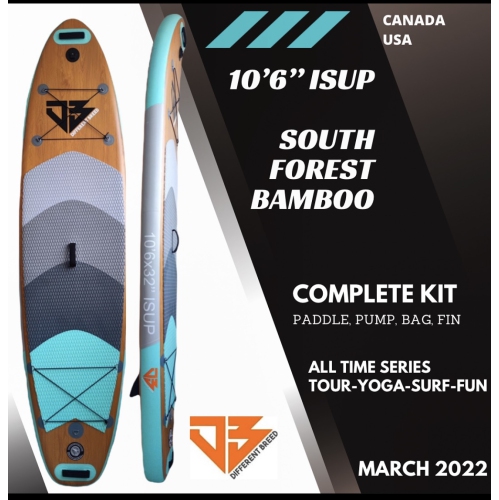 10'6 x 32" South Forest Bamboo - ALL TIME SERIES iSUP - Double Wall Superior Quality