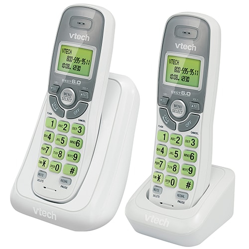 Vtech CS6114-2 2-Handset DECT 6.0 Cordless Phone with Caller ID/Call Waiting - White