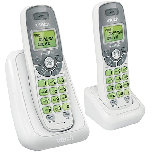 Vtech CS6114-2 2-Handset DECT 6.0 Cordless Phone with Caller ID/Call Waiting - White