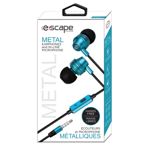 Escape Platinum EHP253 Hands-free Metal Earphones with Microphone Blue