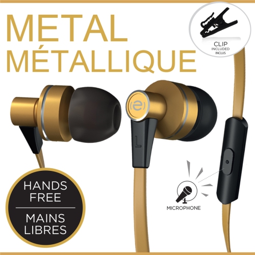 Escape Platinum EHP092 Hands-free Metal Earphones with Microphone Gold