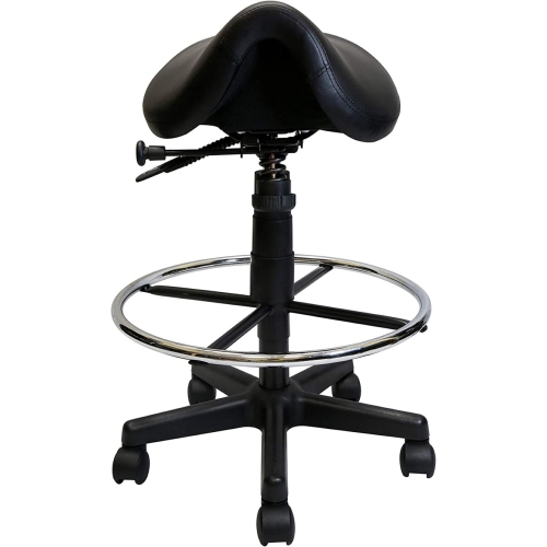 Nicer Furniture Adjustable Saddle Stool Swivel Salon Stool Massage Stool Dental Chair Black PU Leather