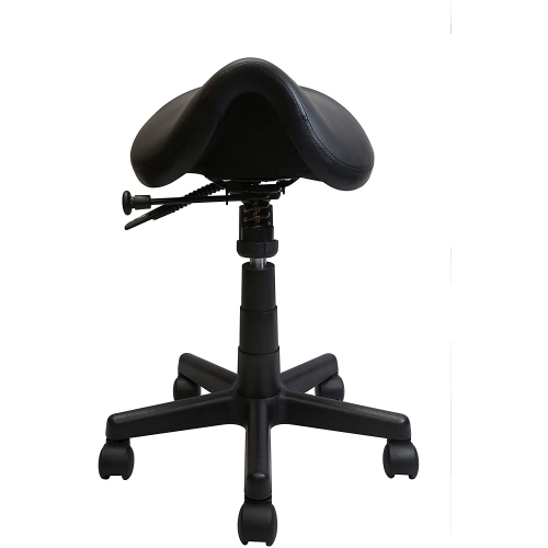 Nicer Furniture Adjustable Saddle Stool Swivel Salon Stool Massage Stool Dental Chair Black PU Leather