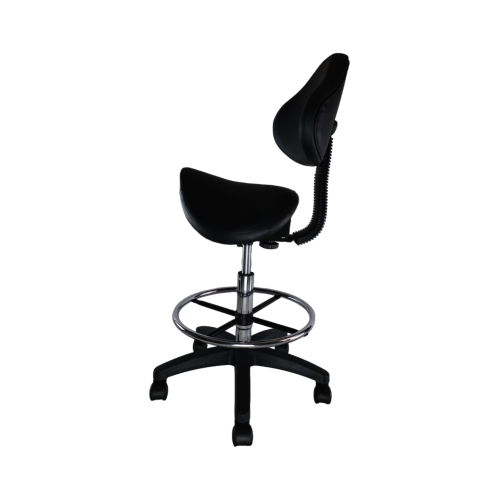 Nicer Furniture Adjustable Saddle Stool Swivel Salon Massage Dental Chair Black PU Leather with Backrest