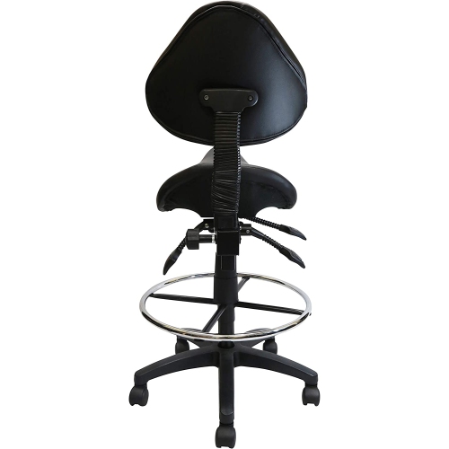 Nicer Furniture Adjustable Saddle Stool Swivel Salon Massage Dental Chair Black PU Leather with Backrest