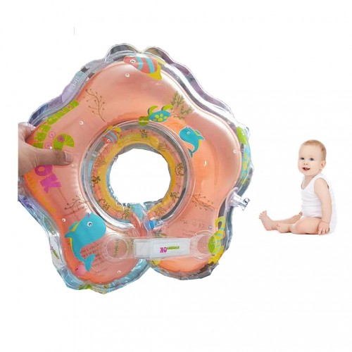 Baby Toddler Inflatable Neck Float Ring for Bath Swimming(For 2 to18 months)--Orange
