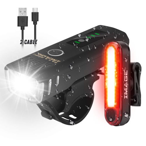 USB Rechargeable LED Bike Light Set, Waterproof & Dust-proof, Bicycle Headlight Front Light & Back Rear Tail Light