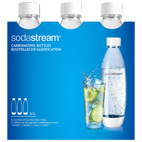 SodaStream 1-Litre Fuse Carbonating Bottle with White Accents - 3-Pack