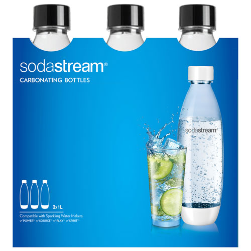SodaStream 1-Litre Fuse Carbonating Bottle with Black Accents - 3-Pack