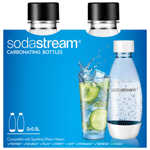 SodaStream 500ml Fuse Carbonating Bottle with Black Accents - 2-Pack