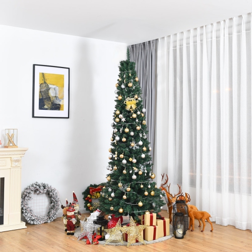 Costway 7Ft PVC Artificial Pencil Christmas Tree Slim w/ Stand Home Decor Green
