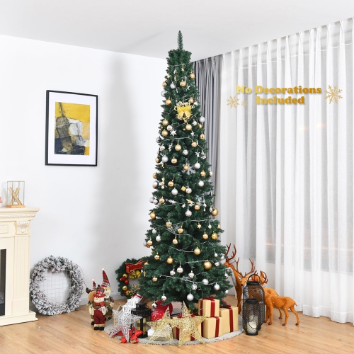 Gymax 8Ft PVC Artificial Pencil Christmas Tree Slim w/ Stand Home Holiday Decor Green