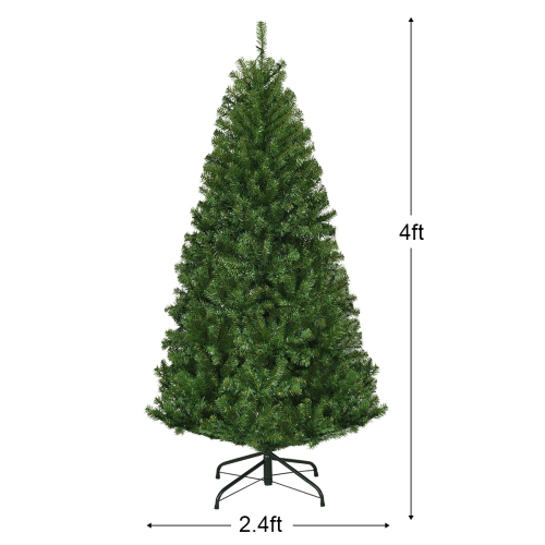 Costway 4Ft Pre-Lit Artificial Christmas Tree Premium Hinged w/ 100 LED Lights & Stand