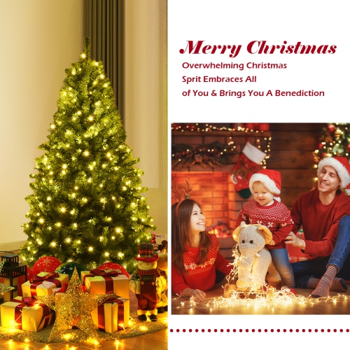 Costway 4Ft Pre-Lit Artificial Christmas Tree Premium Hinged w/ 100 LED Lights & Stand