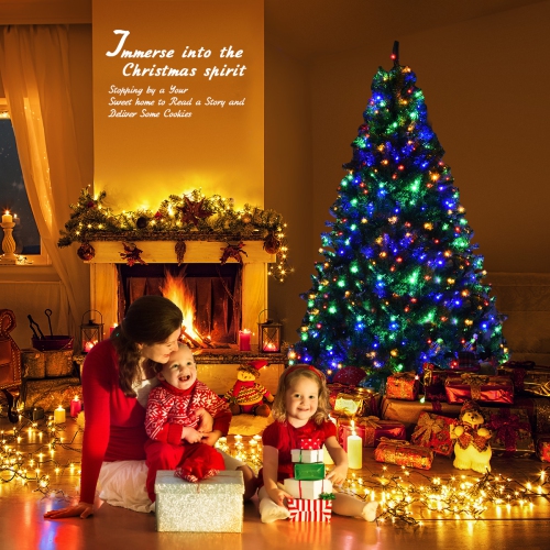 Costway 6Ft Pre-Lit Artificial Christmas Tree Premium Hinged w/ 350 LED Lights & Stand