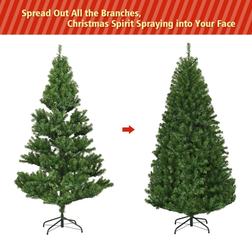 Costway 6Ft Pre-Lit Artificial Christmas Tree Premium Hinged w/ 350 LED Lights & Stand