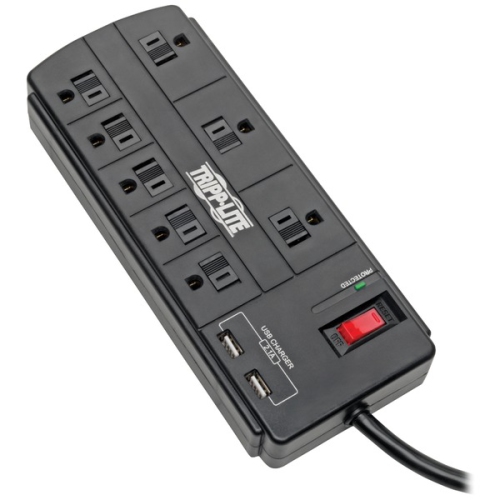 Tripp Lite TLP88USBB Protect It! 8-Outlet Surge Protector with 2 USB Ports, 8ft Cord