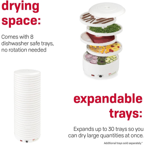 Nesco American 8 Tray Gardenmaster Pro Food Harvet Dehydrator for Jerky and Snacks - White