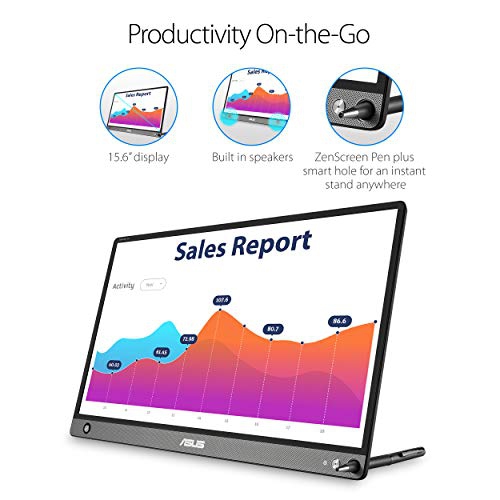 Asus ZenScreen GO MB16AHP 15.6" Full HD WLED LCD Monitor - 16:9 - Black, Gray