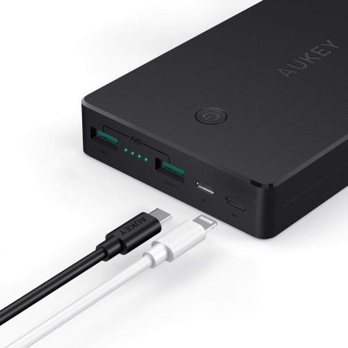 AUKEY 20000mAh Power Bank with Lightning & Micro Input Portable Charger, 3.4A Dual-USB Output Battery Pack