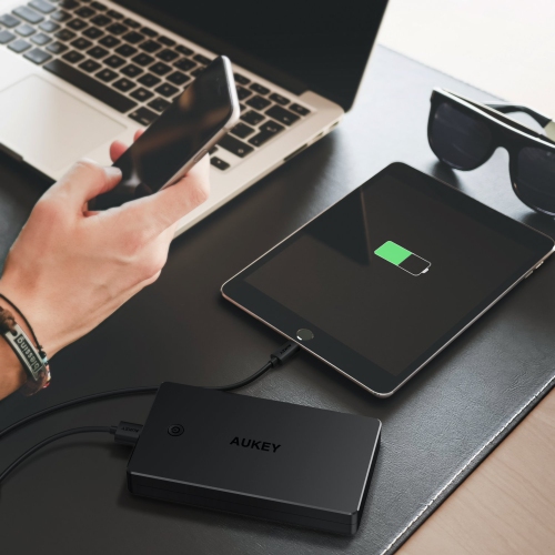 AUKEY 20000mAh Power Bank with Lightning & Micro Input Portable Charger, 3.4A Dual-USB Output Battery Pack