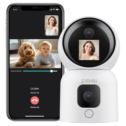 ZOSSI – caméra IP semi-sans fil de sécurité résidentielle 3MP Wi-Fi caméra de surveillance extérieure avec projecteur, audio à 2 voies, détection