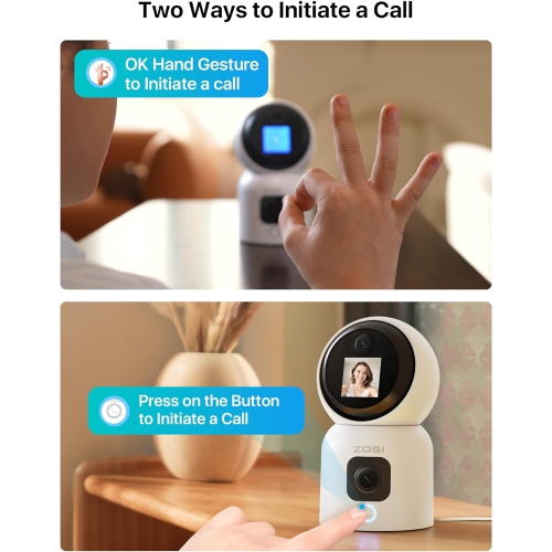 ZOSSI – caméra IP semi-sans fil de sécurité résidentielle 3MP Wi-Fi caméra de surveillance extérieure avec projecteur, audio à 2 voies, détection