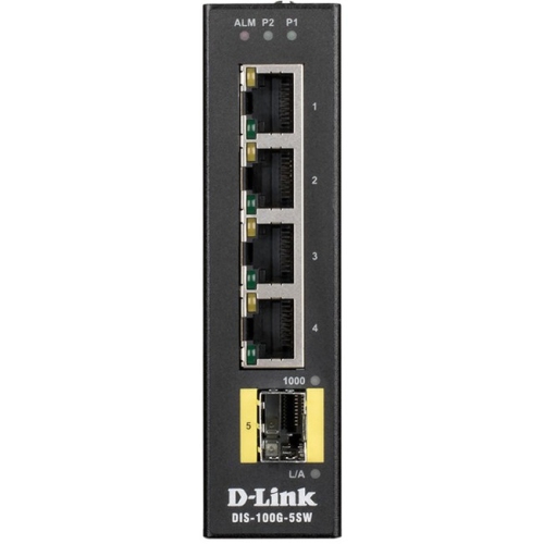 D-Link - DIS-100G-5SW - Industrial Gigabit Unmanaged Switch with SFP Slot - 4 X Gigabit Ethernet Network, 1 X Gigabit...