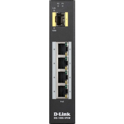 Image 1 de 1.. D-Link Networking DIS-100G-5PSW 5Port UNMNGD Industrial Switch -40C to +75C PoE 120W Budget Brown box