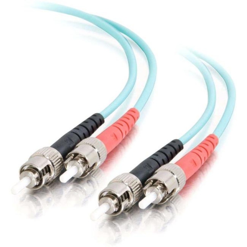 C2G 10m ST-ST 10GB 50/125 OM3 Duplex Multimode PVC Fiber Optic Cable (USA-Made) - Aqua