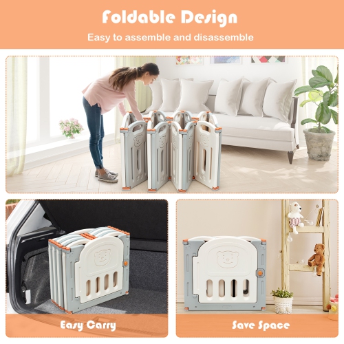 Costway Foldable Playpen 14 Panel Activity Center Safety Play Yard w/ Lock Door