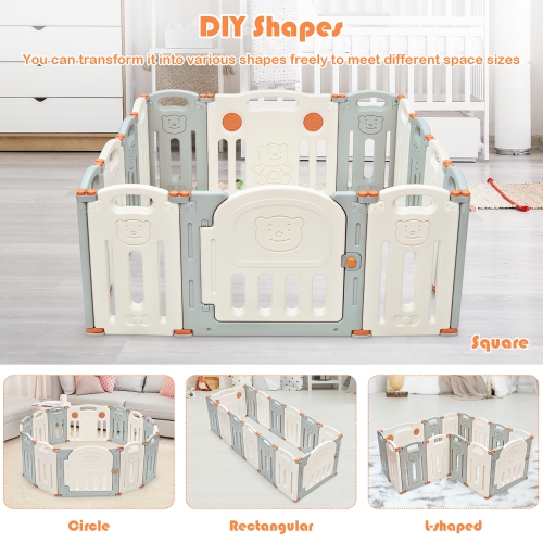 Costway Foldable Playpen 14 Panel Activity Center Safety Play Yard w/ Lock Door