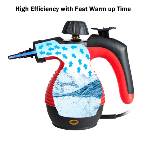 Costway Multifunction Portable Steamer Household Steam Cleaner 1050W W/Attachments Red