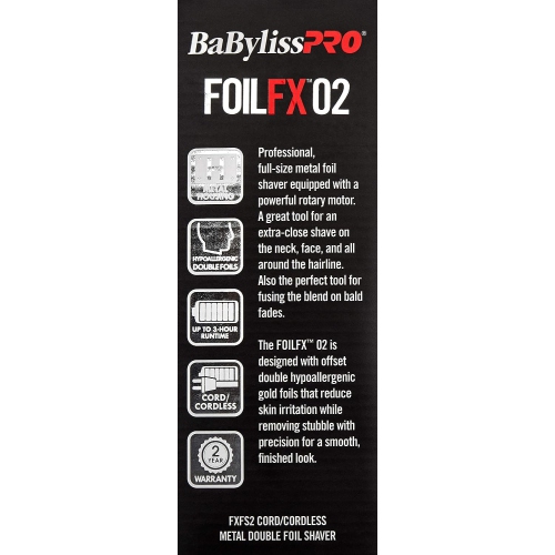 BaBylissPRO FoilFX Metal Double Foil Shaver, Silver #FXFS2