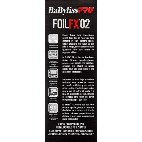 BaBylissPRO FoilFX Metal Double Foil Shaver, Silver #FXFS2