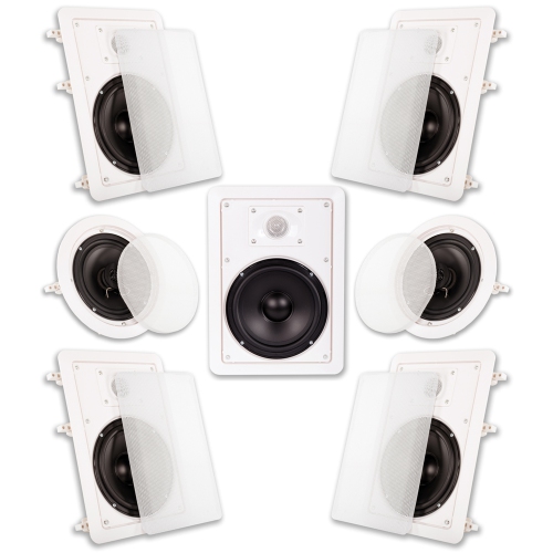 Acoustic Audio Ht 67 Flush Mount 7 Speaker Set With 6 5 Woofers